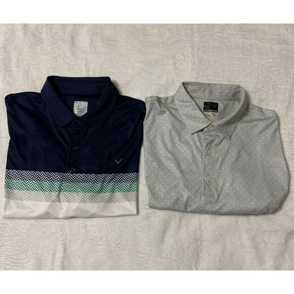 Polo Golf Shirt Bundle Men’s XL Callaway Greg Norman Blue Gray Buttons - Picture 1 of 8